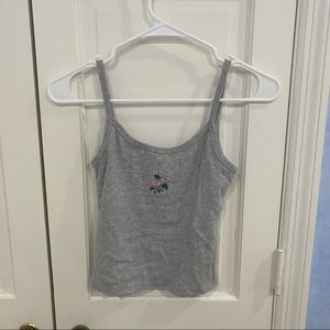 Brandy Melville Tank Top Grey Flowers One Size Comfy